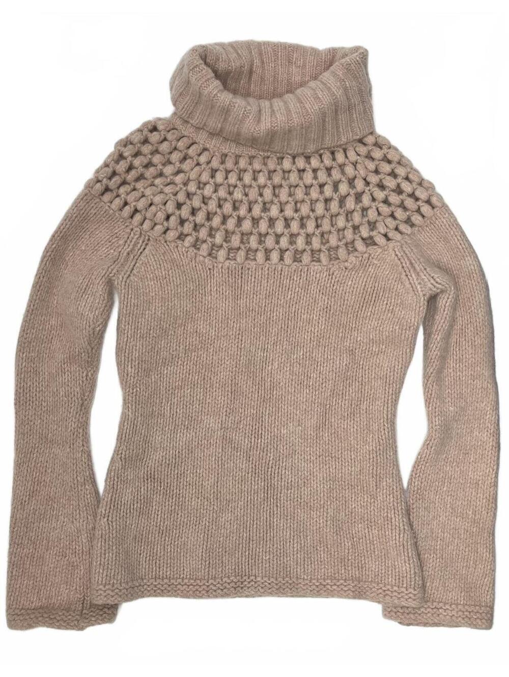 Vintage Mexx Dusty Pink Wool Blend Weave Textured Knit Turtleneck Sweater Sz S